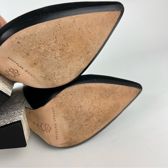 Loeffler Randall Lia Black Ivory Suede Snake Print Block Heel Bootie 6 - Picture 14 of 16